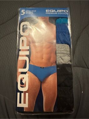 Men’s Premium Cotton Low-Rise Briefs – Blue, Gray & Black (5-Pack)